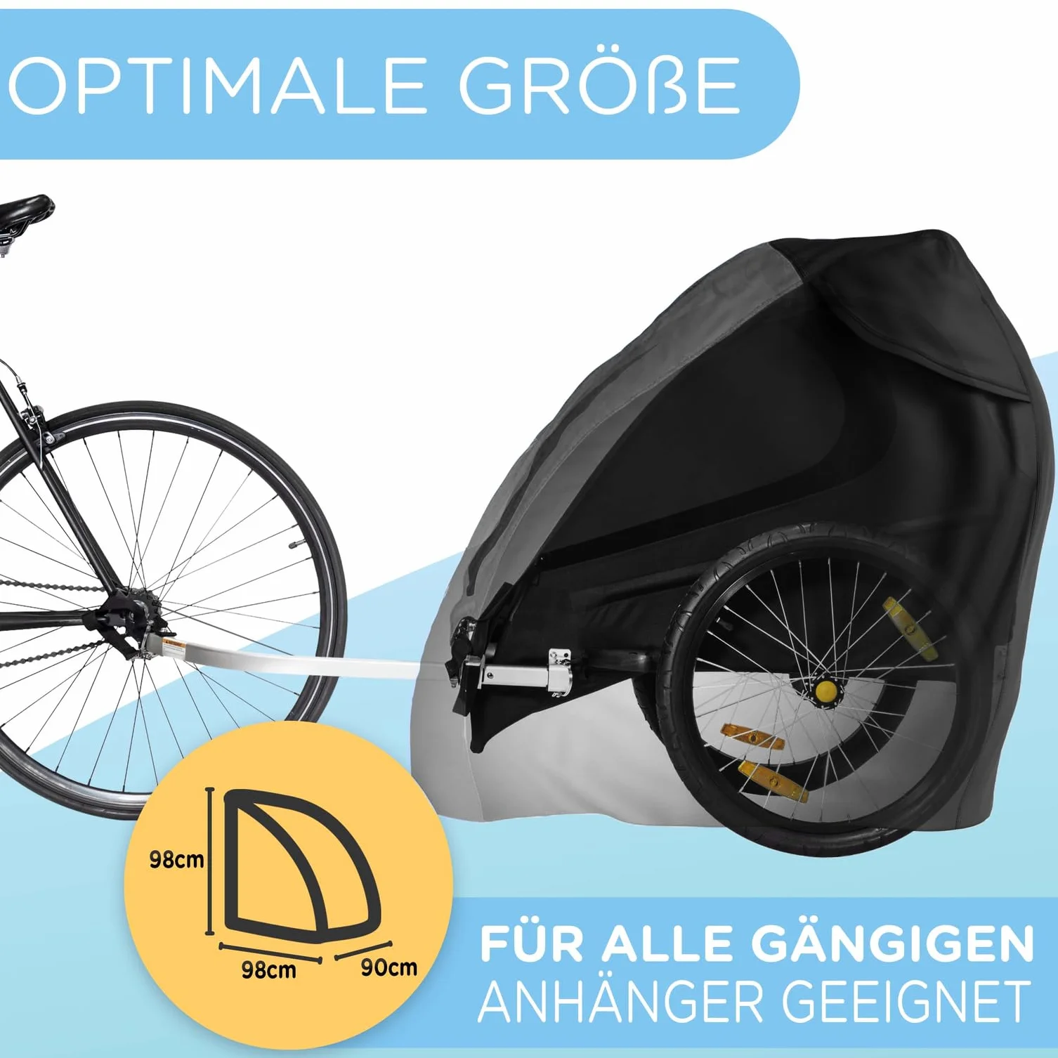 Jubi® Składany garaż na przyczepę rowerową, dwumiejscowy, jednoosobowy, absolutnie odporny na warunki atmosferyczne – pokrowiec na przyczepę rowerową, uniwersalny, idealnie dopasowany (Grey-Black)