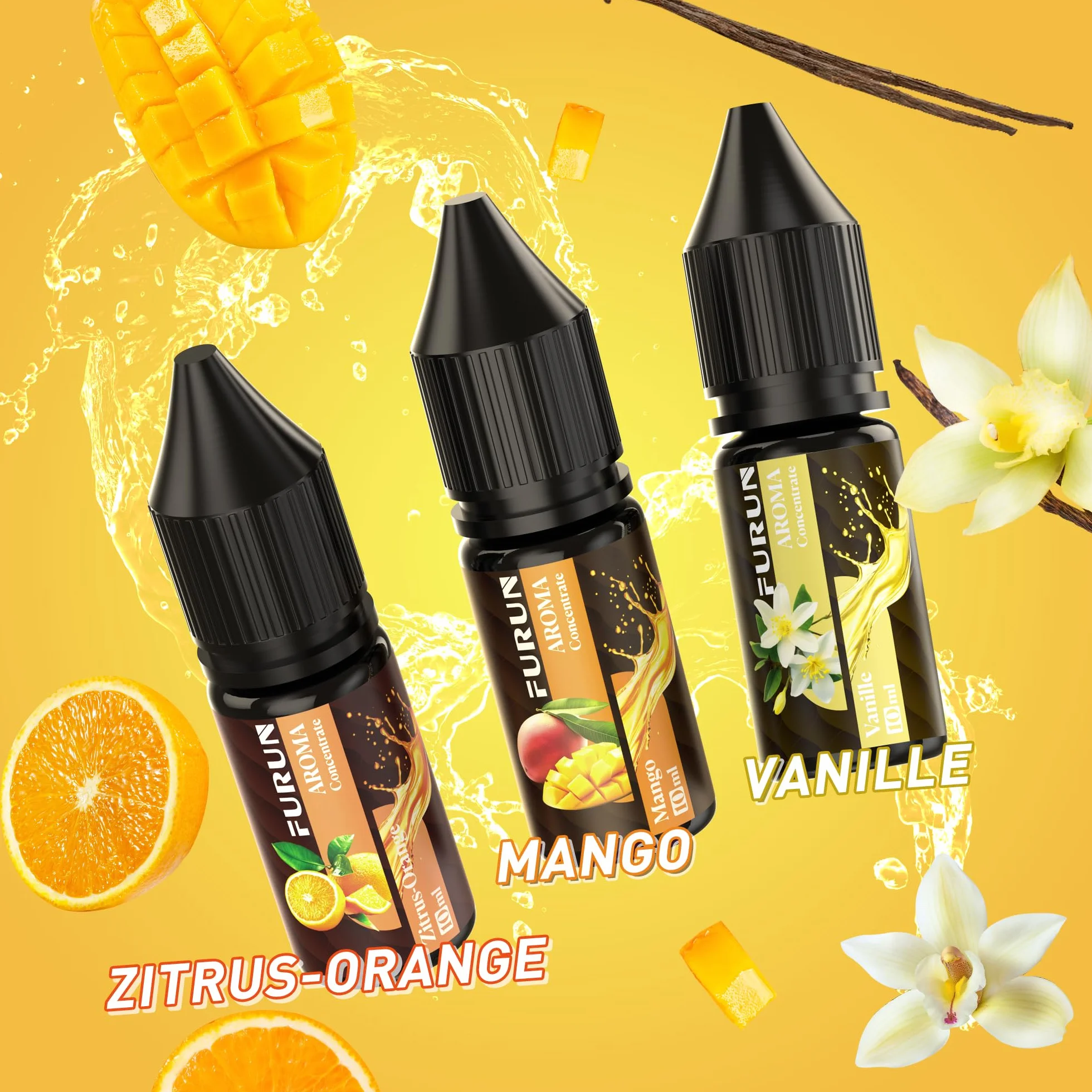 Koncentrat Aromatu 5x10ml - Wysokie Stężenie, do Gotowania i Pieczenia (Owoce Mieszane, Mięta, Cytrus Pomarańcza, Wanilia, Mango)