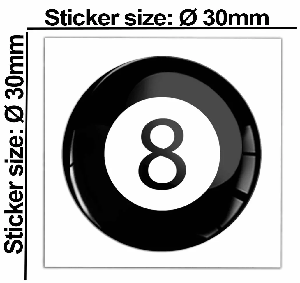 2 x 3D żelowe naklejki silikonowe naklejki bilard numer 8 gra logo emblemat emblemat samochód motocykl okna drzwi PC tablet laptop akcesoria do tuningu prezent JDM KS 40