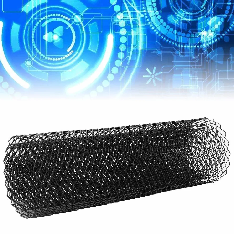 Esenlong Aluminiowa kratka siatkowa, otwór 8 x 16 mm, uniwersalna kratka do wyścigów samochodowych, siatka siatkowa, zderzak, rombowy grill, czarna (100 x 33 cm)