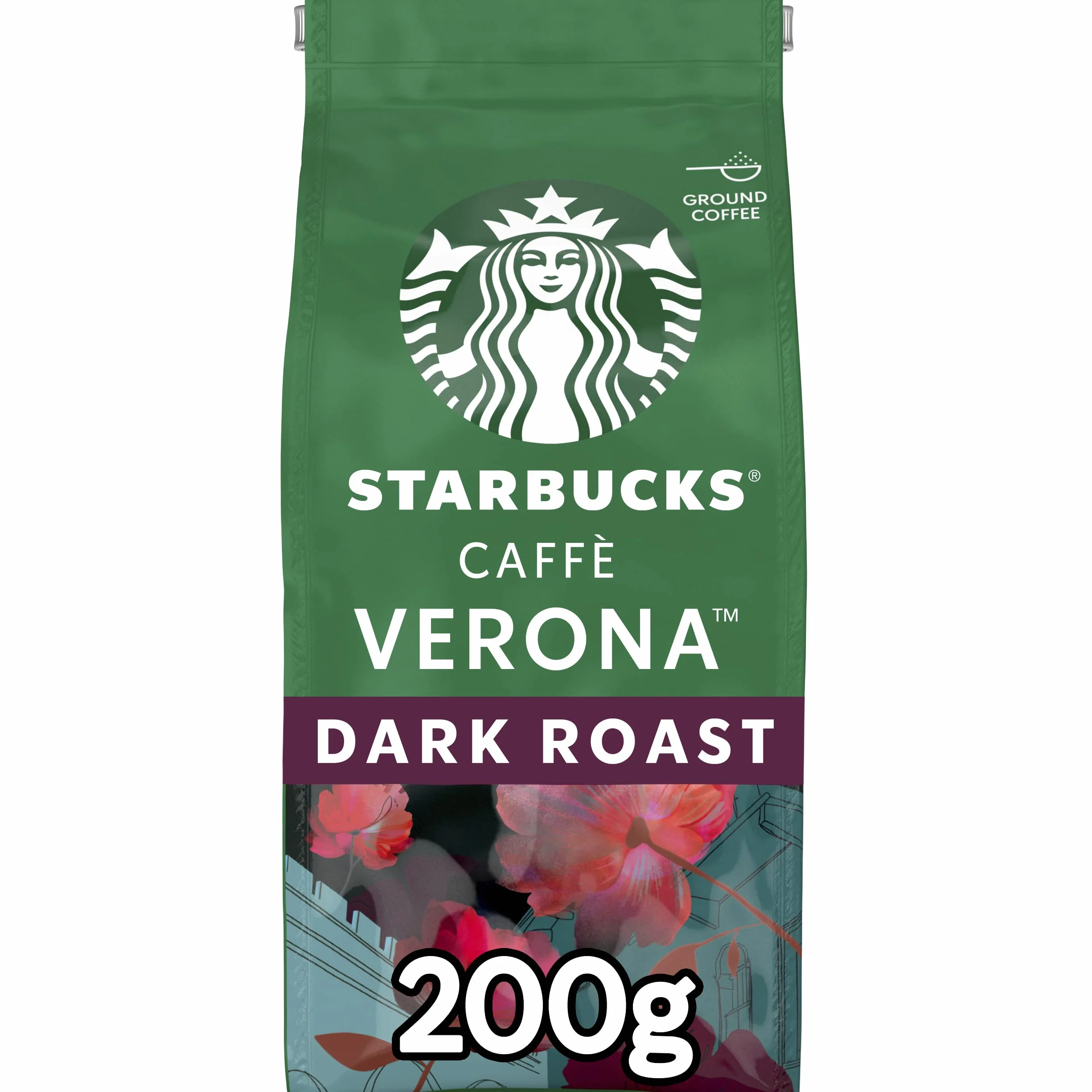 STARBUCKS Caffè Verona, Dark Roast, Kawa Mielona 200g (6 sztuk w zestawie)