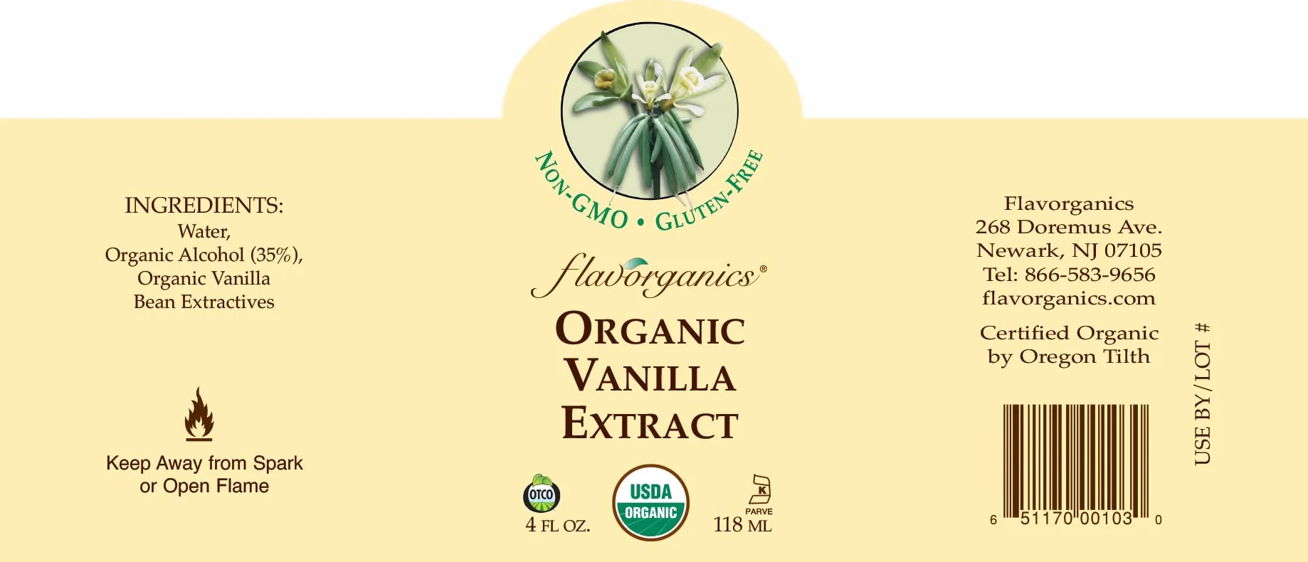 Flavorganics Vanilla Extract 4 oz