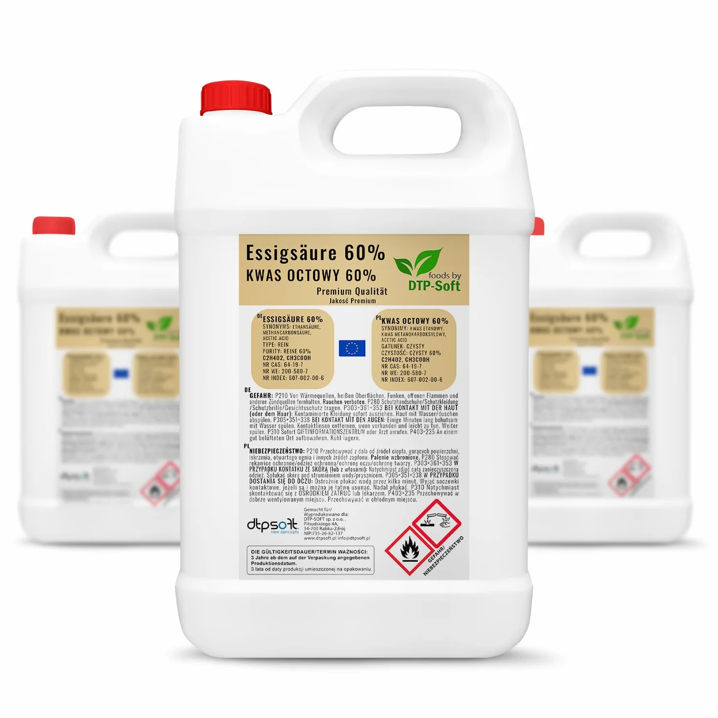 3 x 5 l kwas octowy 60% jakości premium esencja octowa (15 l)