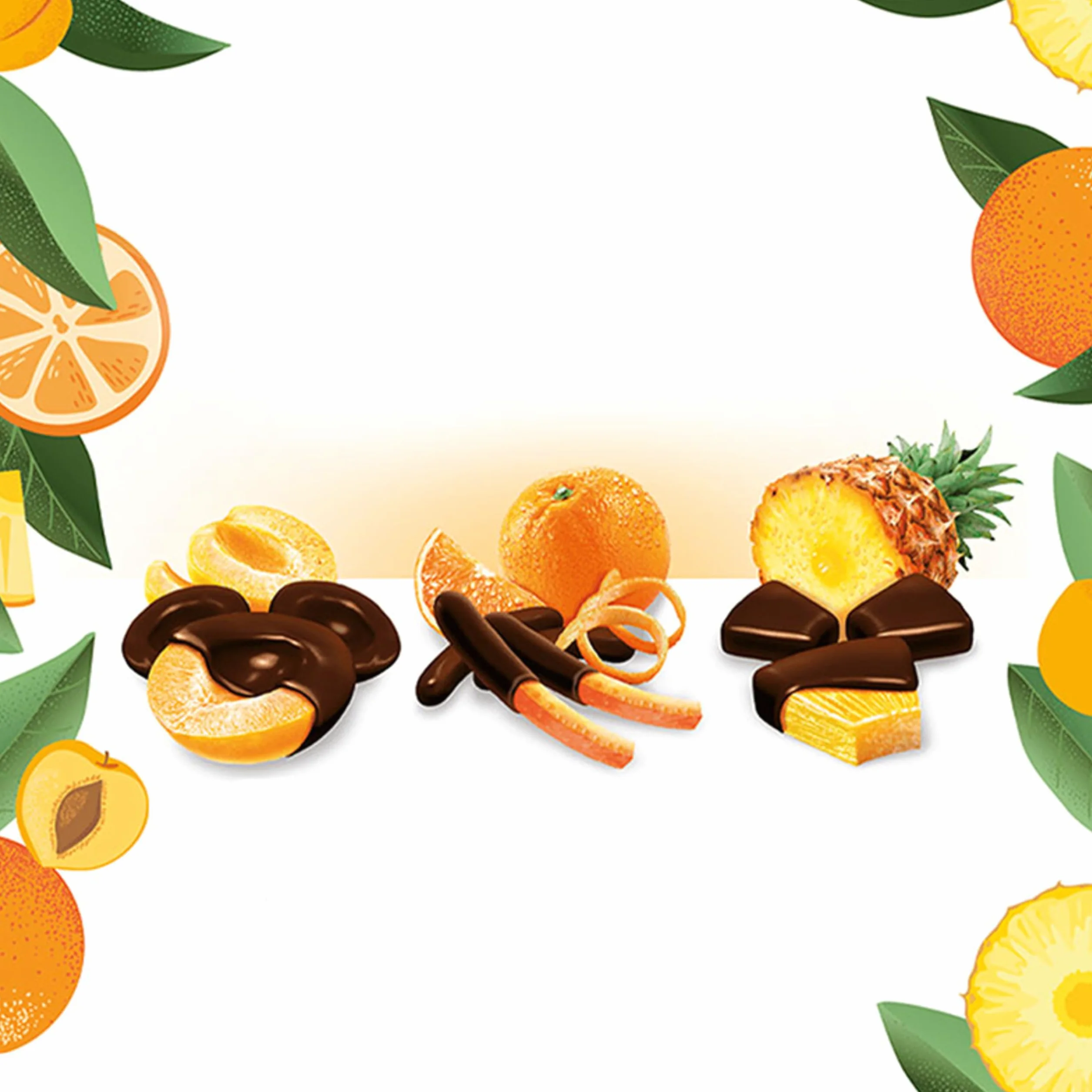Lindt - Pudełko CHOCO OWOCE Moreela, pomarańczowe, ananas - czarna czekolada, 180g