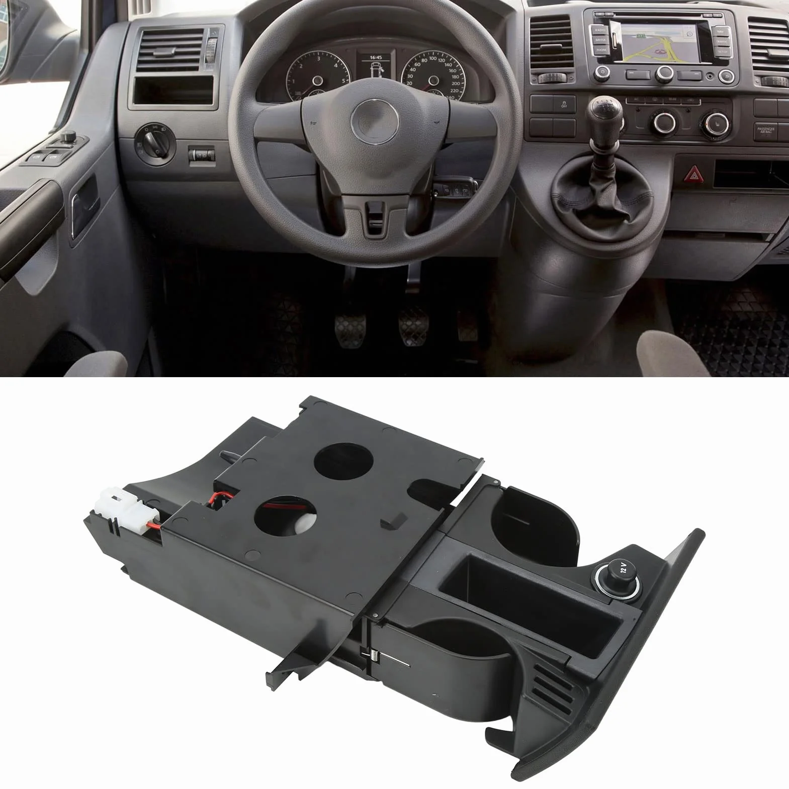 Popielniczka Samochodowa Kubek Uchwyt na Monety 7H2858601 Kubek Uchwyt na Napoje Wkładka do 2009-2015 do Campmobil-T5 2009-2010 Popielniczka Zapalniczka Wymiana
