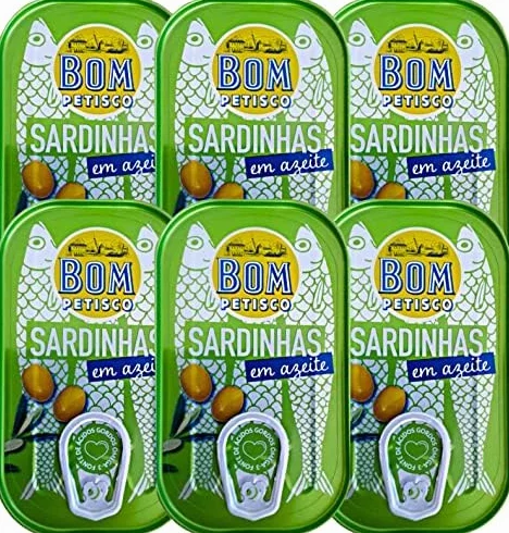 Sardynki w oliwie z oliwek Bom Petisco 6 x 120 g | bogate w kwasy omega 3