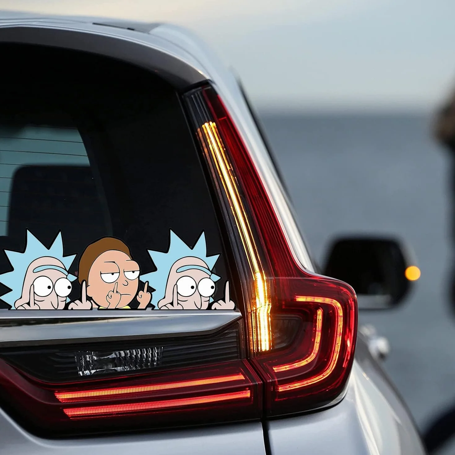 4 szt. Odblaskowe naklejki samochodowe Rick and Morty, naklejki samochodowe, naklejki samochodowe, naklejki motocyklowe, Auto Aufkleber Lustige do samochodów, notebooków, okien itp