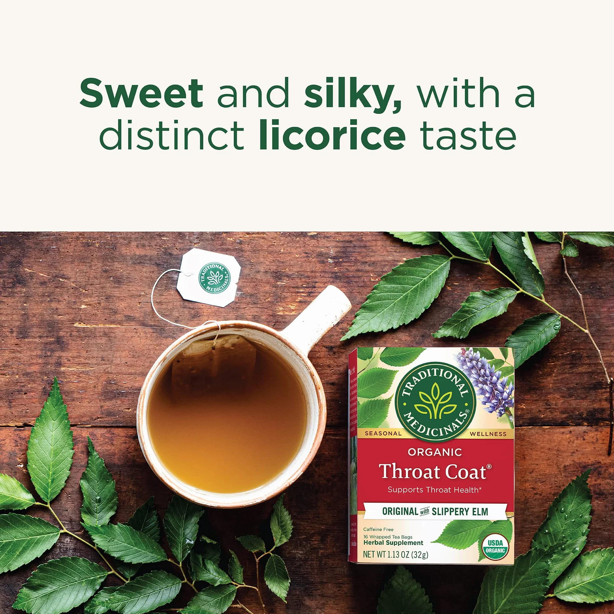 Traditional Medicinals Organic Throat Coat Herbal Tea, 16 Tea Bags