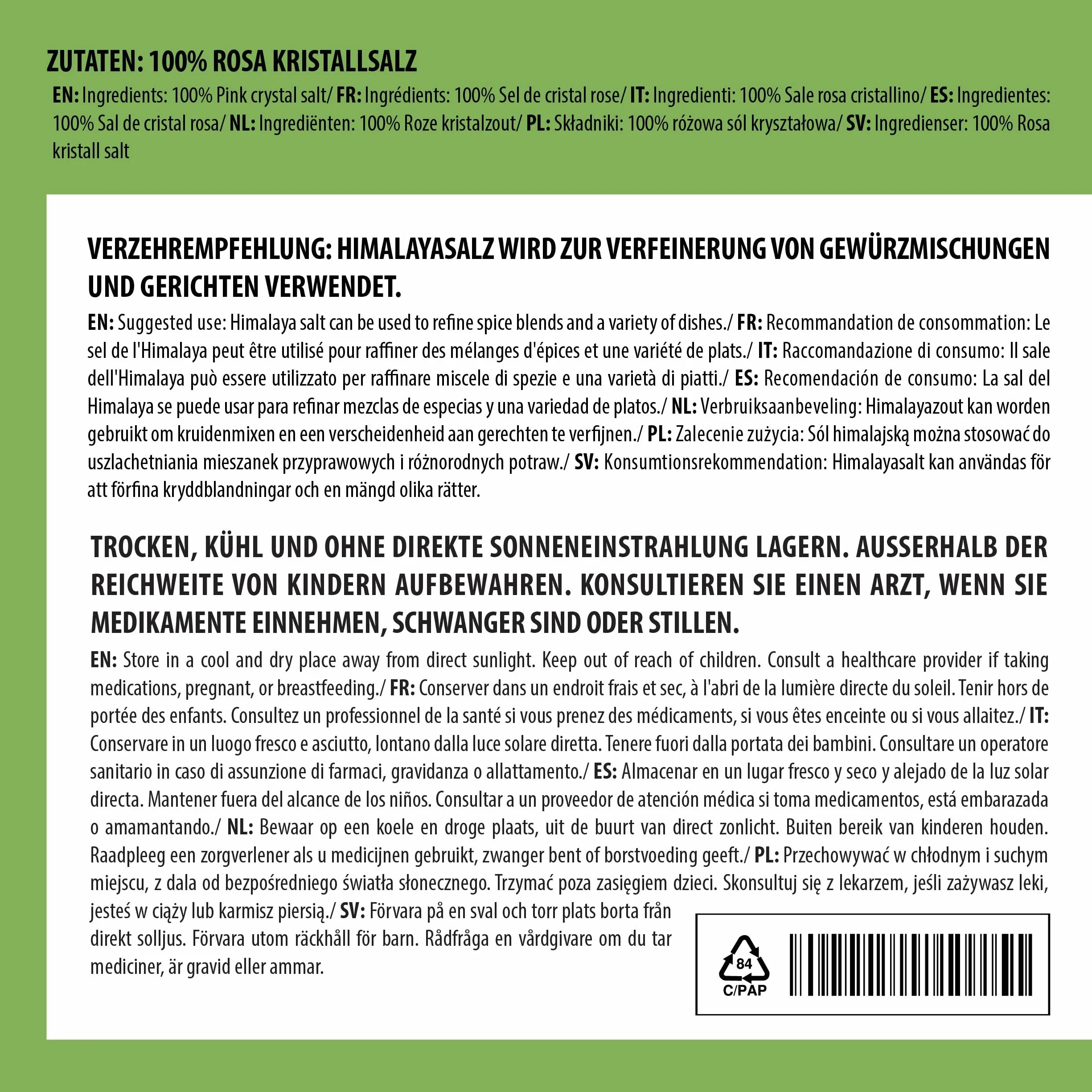Alpi Nature Himalajska Różowa Sól Gruba 1kg, Różowa Sól Himalajska, Sól Kamienna Himalajska 2–5 mm