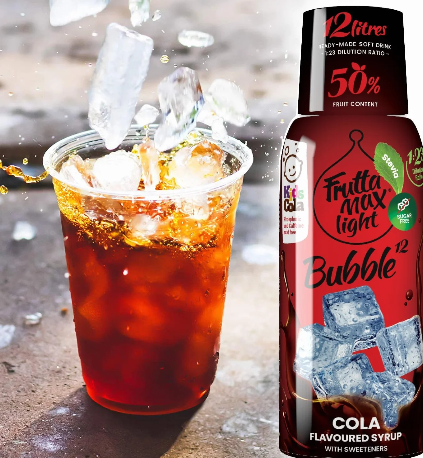 Syrop Fitness by FruttaMax Zero Cukru ze Stewią 50-60% Owoców 500ml Cola Light