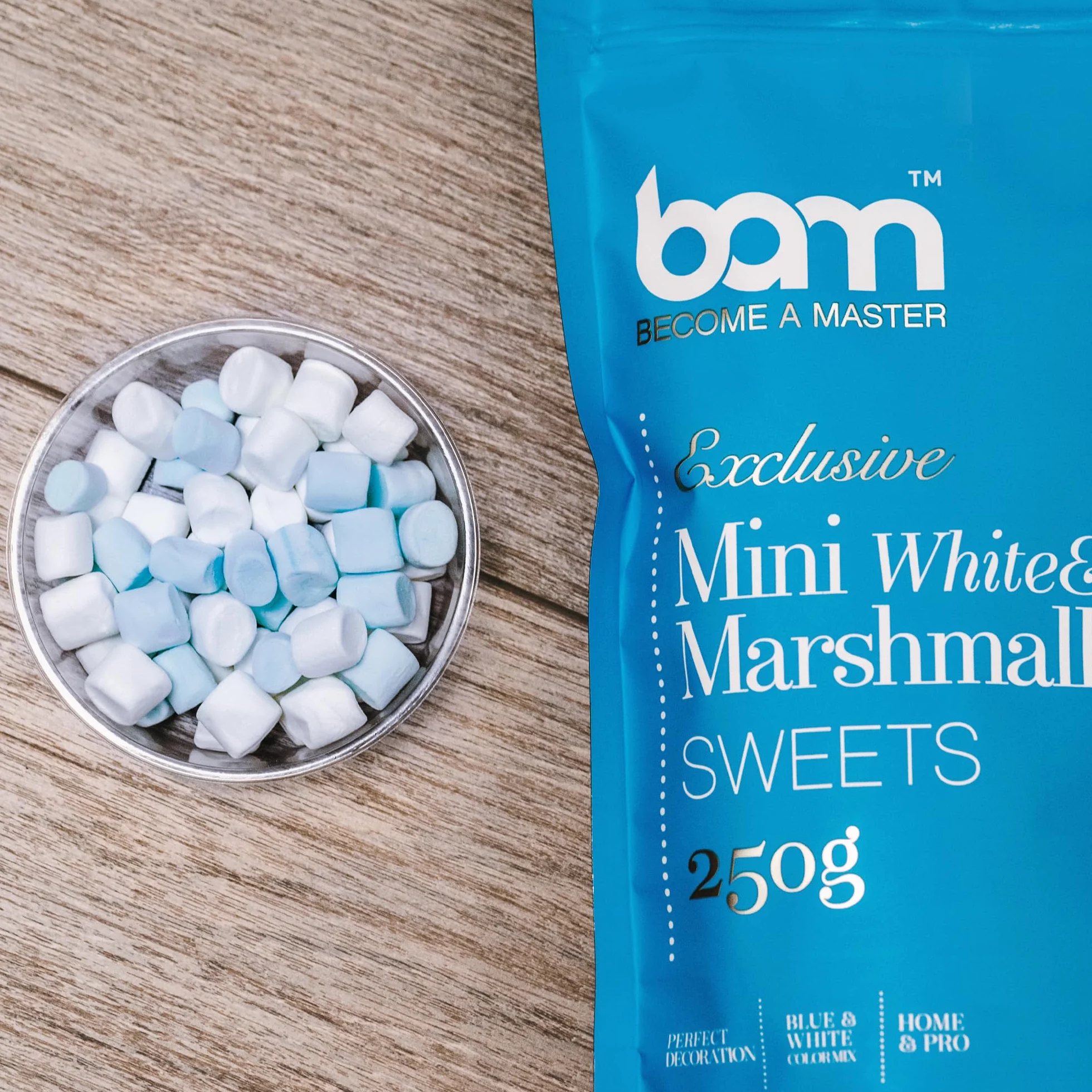 BAM Mini Marshmallow 250 g - słodkie marshmallows do gorącej czekolady, deserów i dekoracji