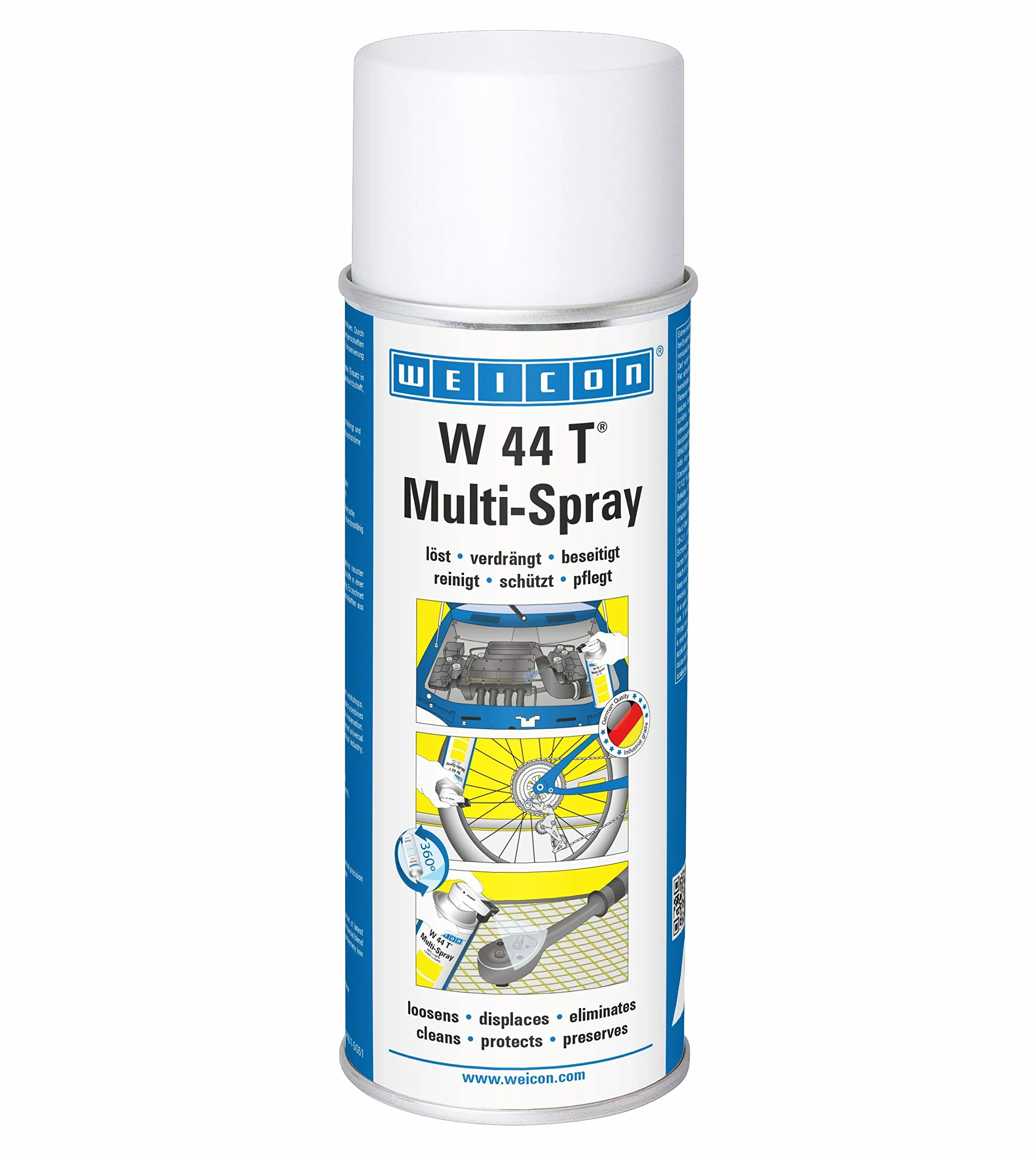 WEICON W 44 T Multi-Spray 400 ml, olej wielofunkcyjny 5-w-1: penetrujący, odrdzewiający, antykorozyjny, smarujący i konserwujący