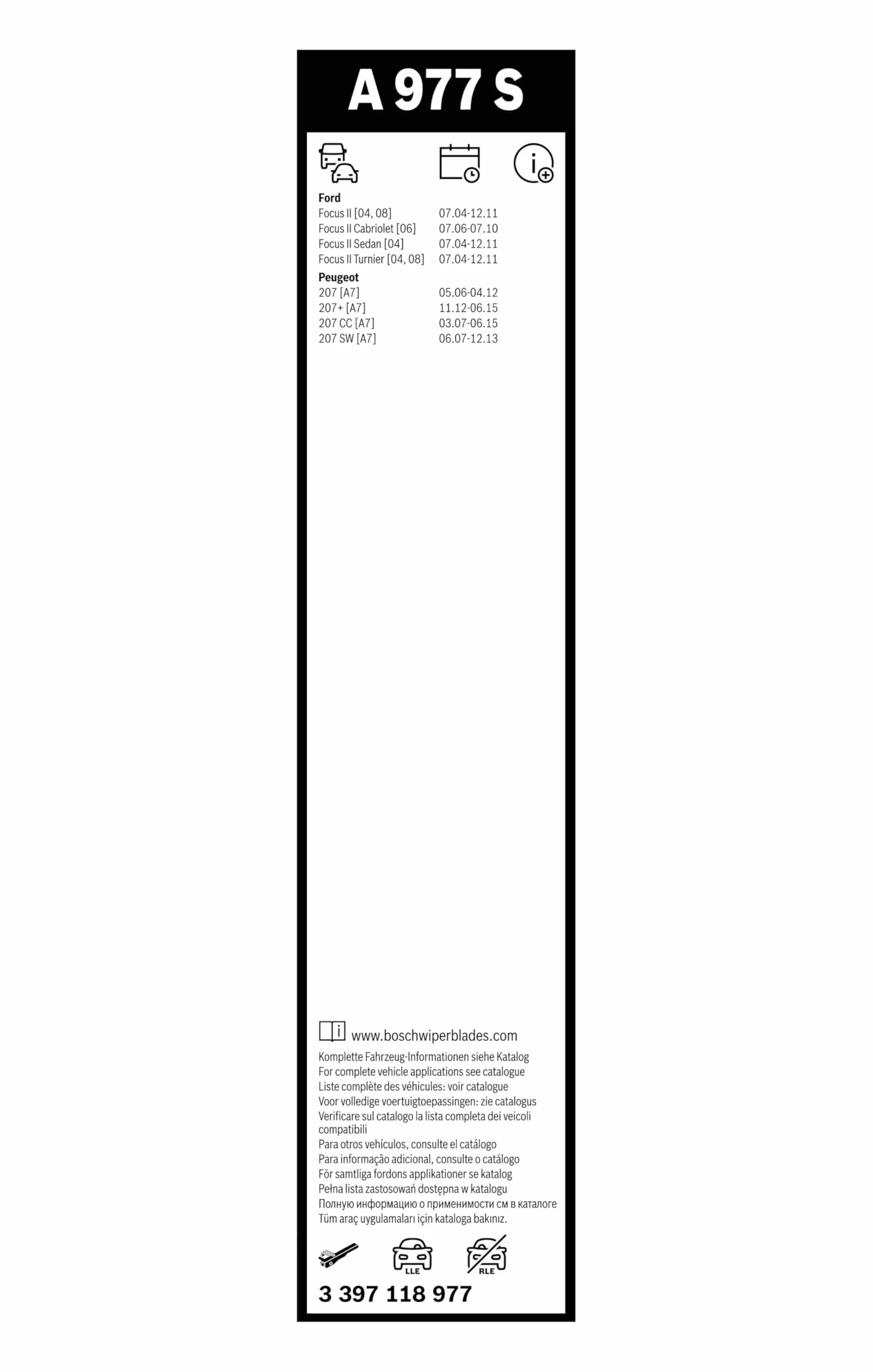 Bosch 3397118977 Pióro Wycieraczki, Czarny, 650 mm/425 mm
