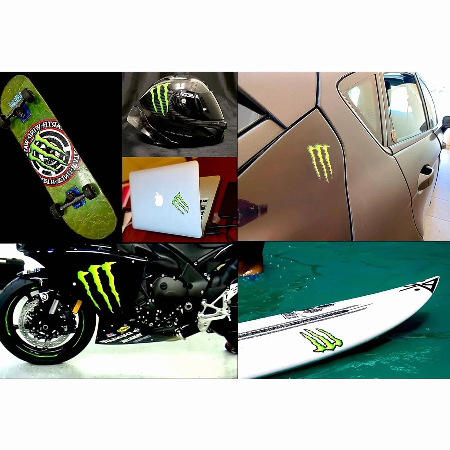 4-częściowy zestaw naklejek Monster Energy na motocykl, fajny kask motocyklowy – wysokiej jakości naklejki na motocykl, deskorolkę, samochód i rowery terenowe (A、B) (A)