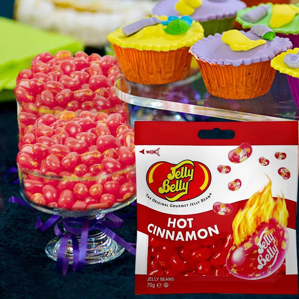 Jelly Belly Jelly Beans - bezglutenowe słodycze, bez nabiału i tłuszczu - smak gorącego cynamonu, prezenty żywnościowe dla dzieci, 70 g (12 sztuk)