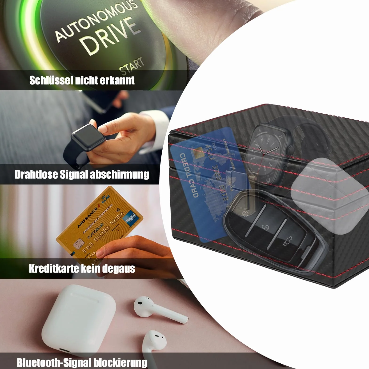 Diyife Faraday Box Keyless Go etui ochronne na kluczyki samochodowe, skóra, pudełko blokujące sygnał RFID 11,7 x 9,2 x 6,4 cm