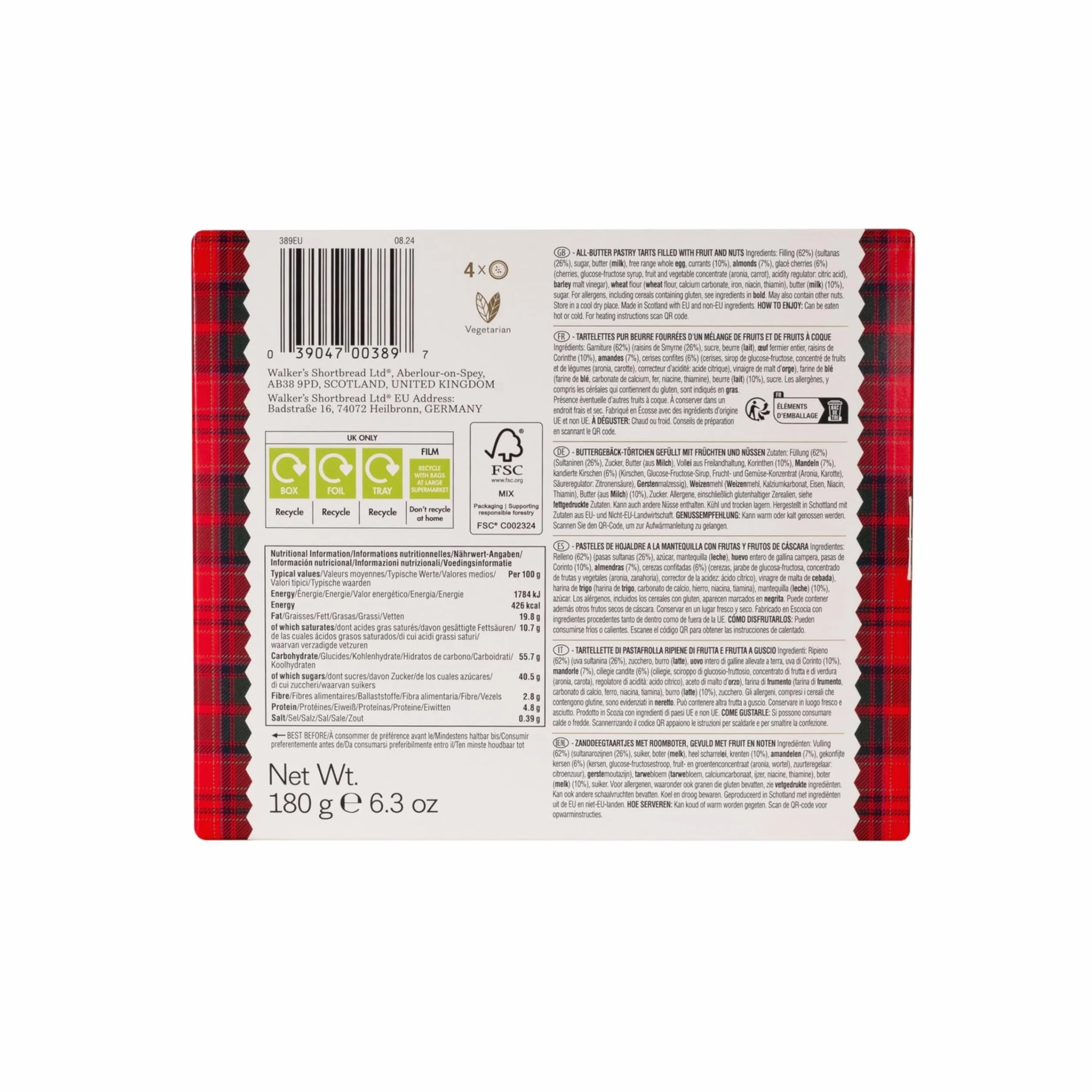 Walkers Shortbread Ecclefechan Tarty 180 g