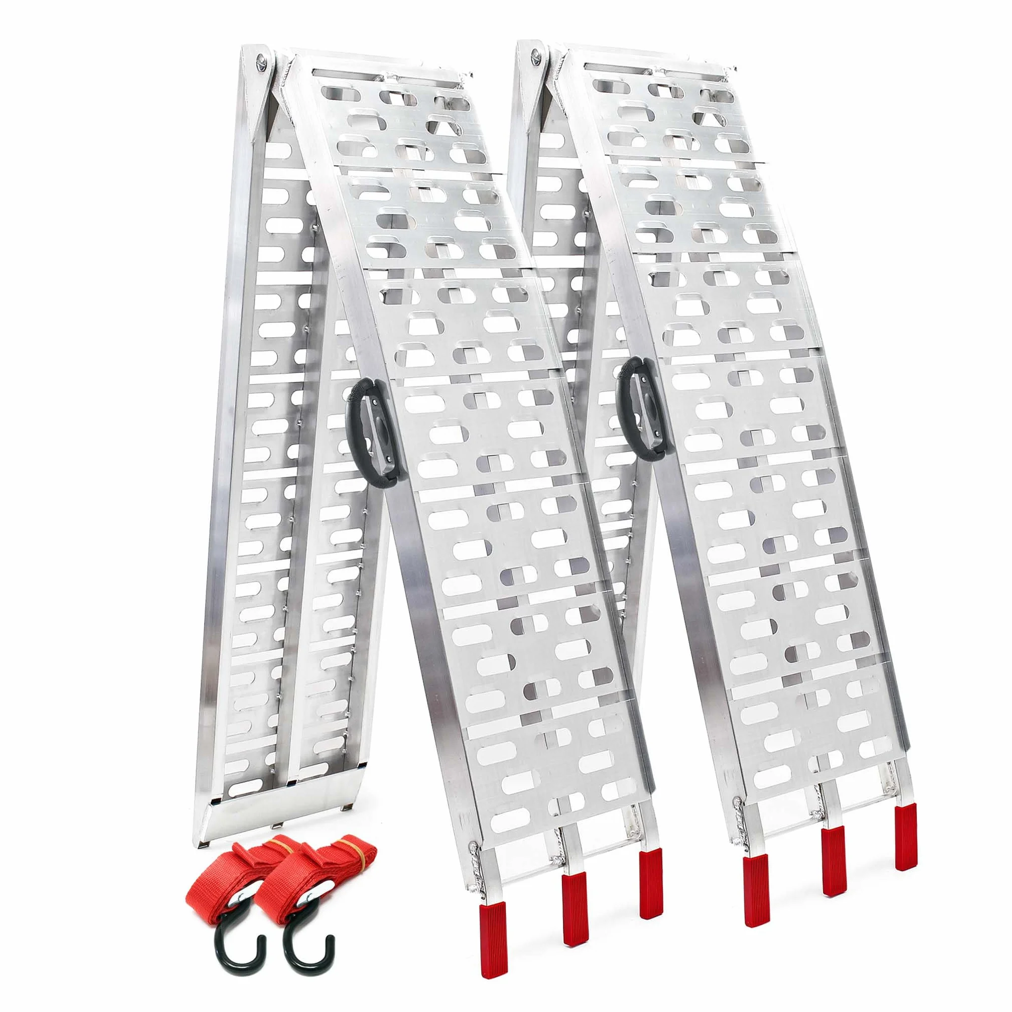 Wiltec Zestaw składanych najazdów aluminiowych 2 szt. o długości 226 cm i łącznym udźwigu 680 kg, lekka i łatwa rampa do quadów i motocykli