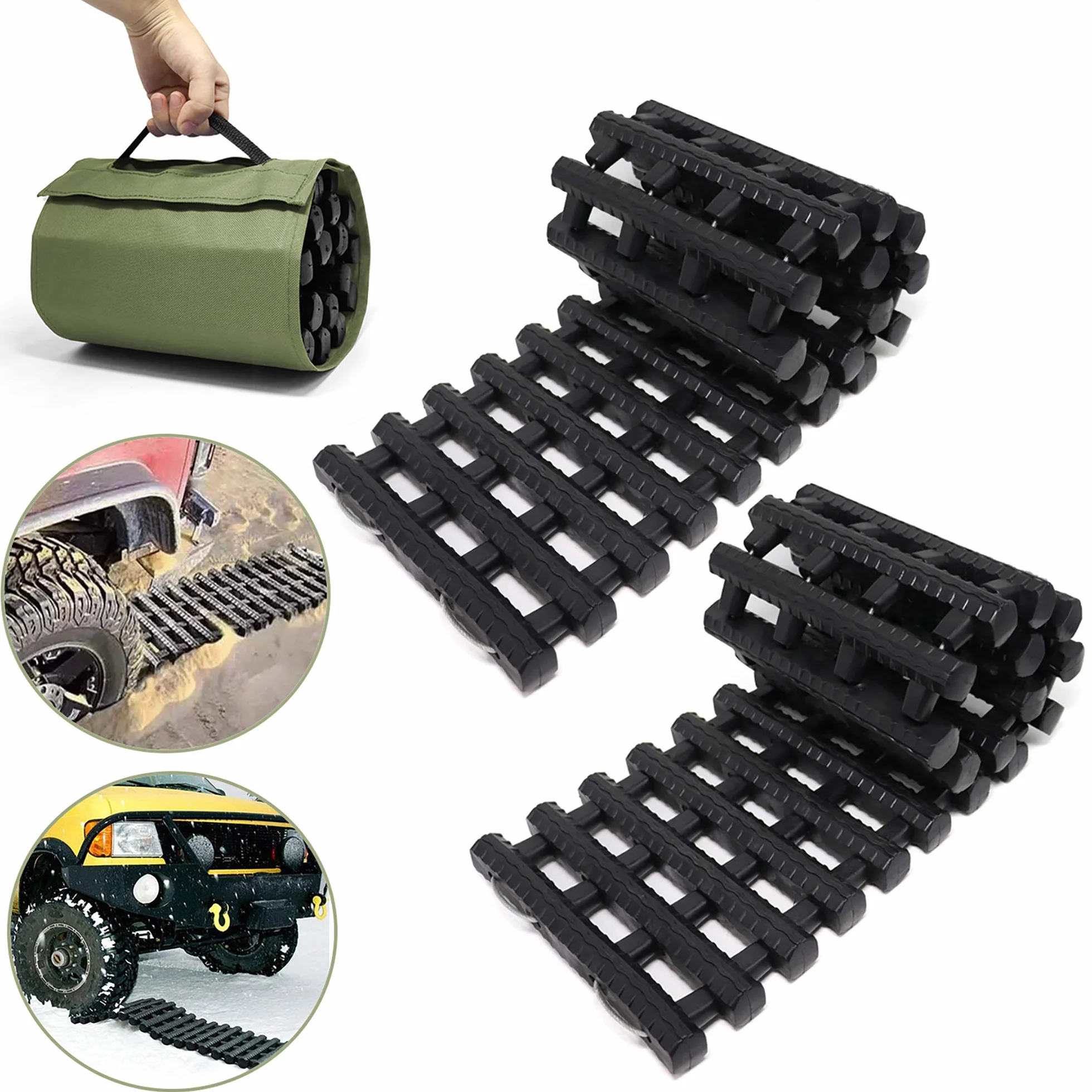 Reliancer 2 szt. mat trakcyjnych TPR 31,5" do wyciągania pojazdu, deski trakcyjne do opon, drabinka trakcyjna, pomoc awaryjna trakcji z torbą – do off-roadu, błota, śniegu, lodu i piasku