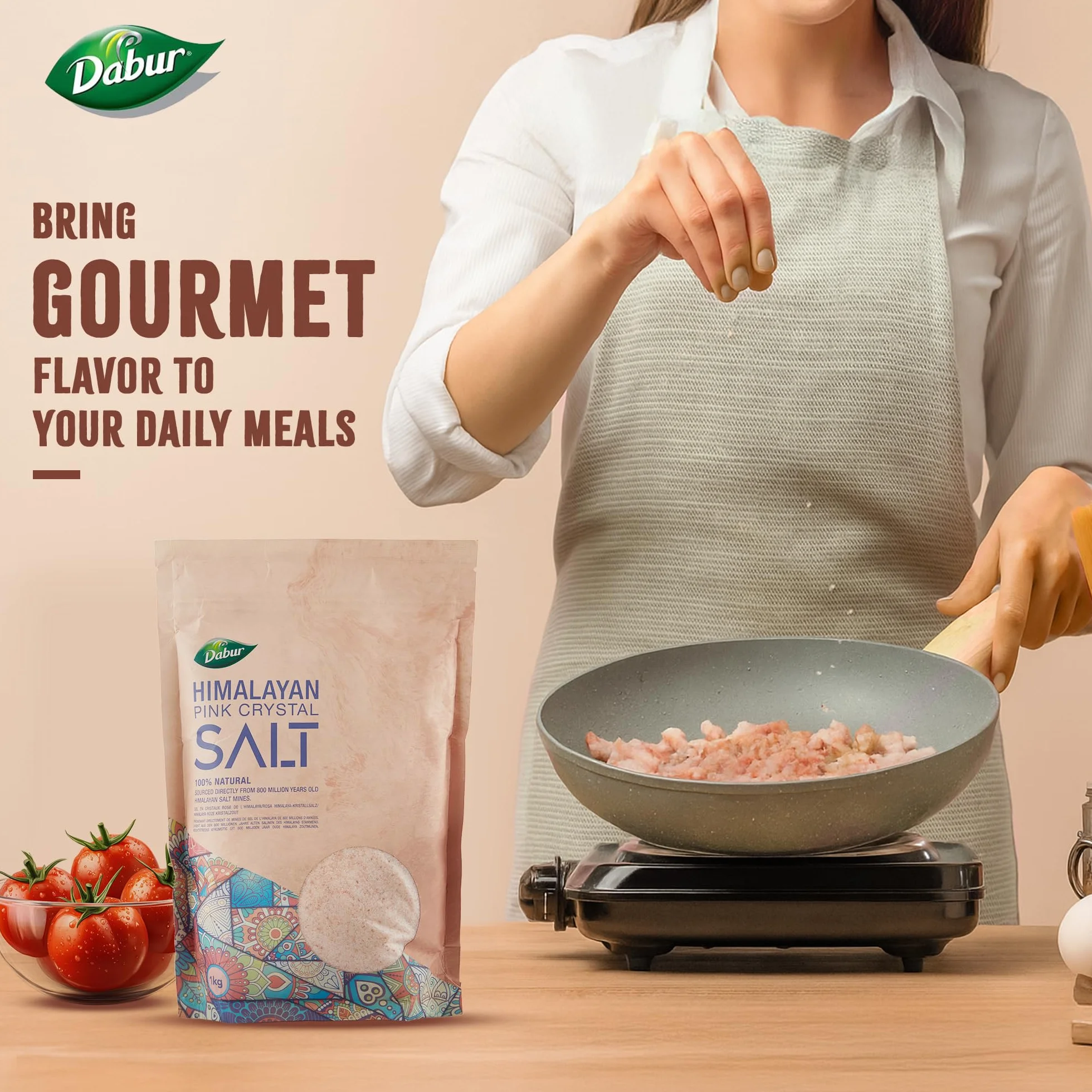 Dabur Himalayan Pure Pink Crystal Salt 1kg Natural Unrefined Gluten Free Halal Kosher Certified