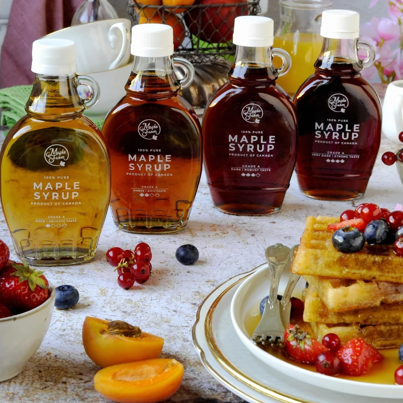 MapleFarm Czysty syrop klonowy Pakiet odmian 4 x 189 ml Gold Amber Dark Very Dark