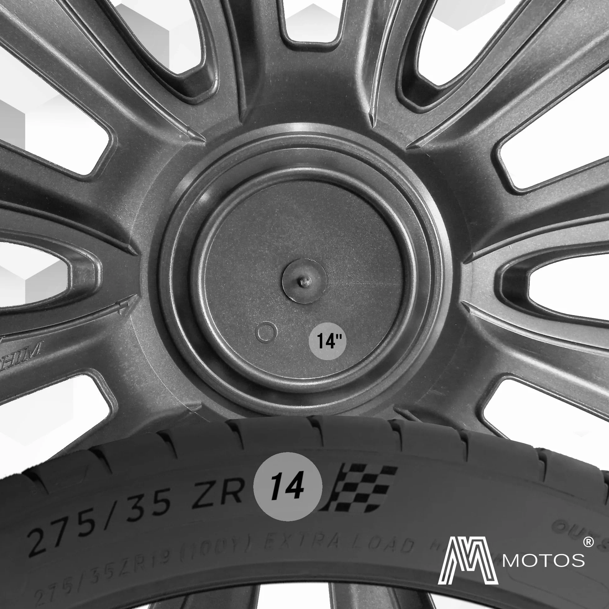 M MOTOS Zestaw 4 kołpaków 14 Cal - Śmiej się z zadrapań dzięki tym elastycznym, lekkim kołpakom 14 Cala. Łatwa instalacja, bez użycia narzędzi, ochrona przed blaknięciem!