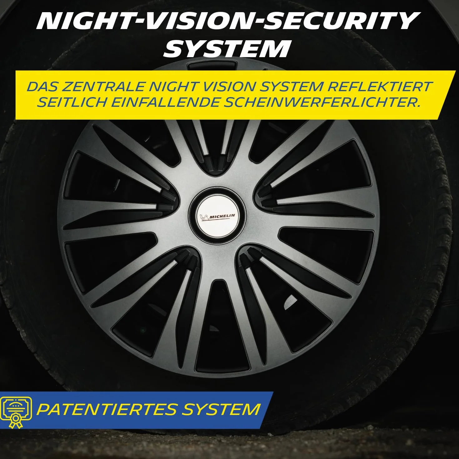 MICHELIN Uniwersalne kołpaki ozdobne MX-MS 15 cali zestaw 4 sztuk tworzywo sztuczne ABS srebrne chromowany pierścień
