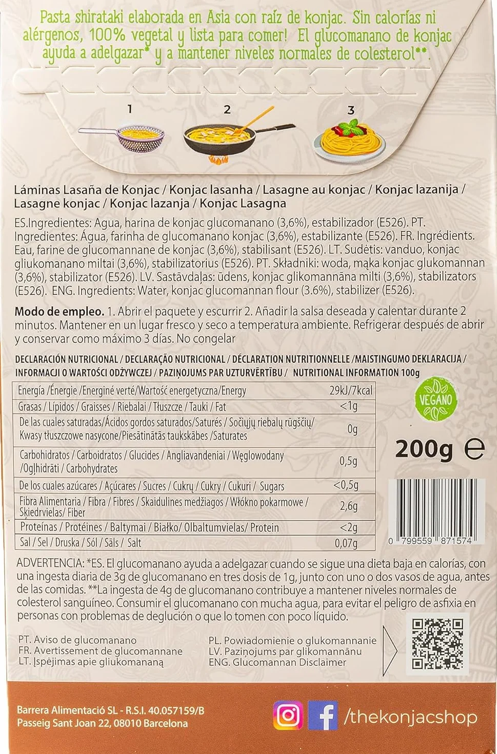 Arkusze do Lasagne Shirataki 270g Bezglutenowy Niskokaloryczny Makaron Wegański 5 sztuk