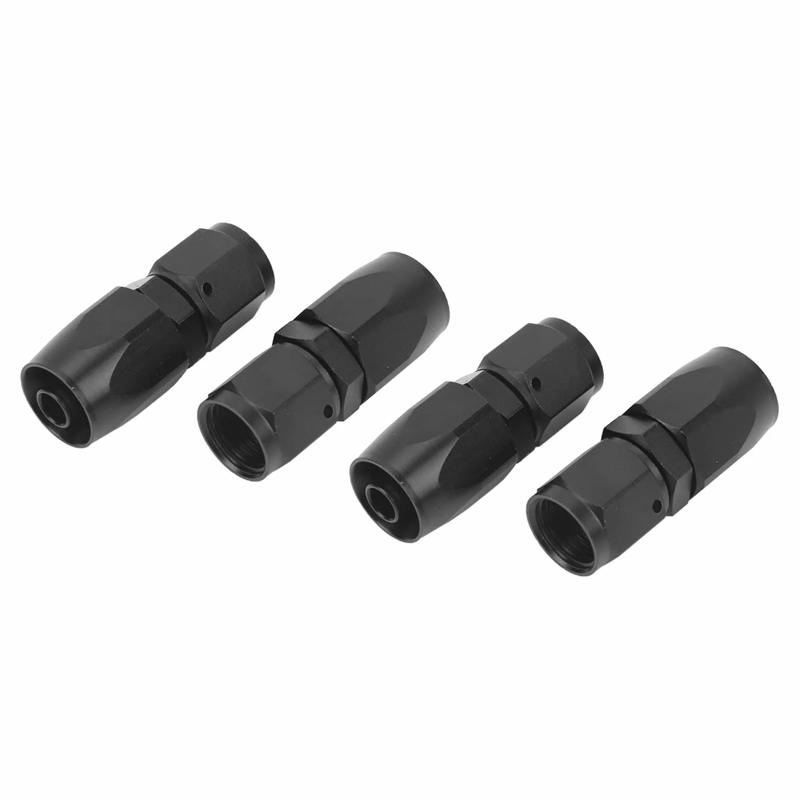 Końcówka Węża Przewodu Gazowego Opałowego, 4 Szt. Uniwersalna Aluminiowa AN6 0 Stopni Prosta Obrotowa Końcówka Węża Adapter do Montażu Modyfikacja Samochodu Czarna na
