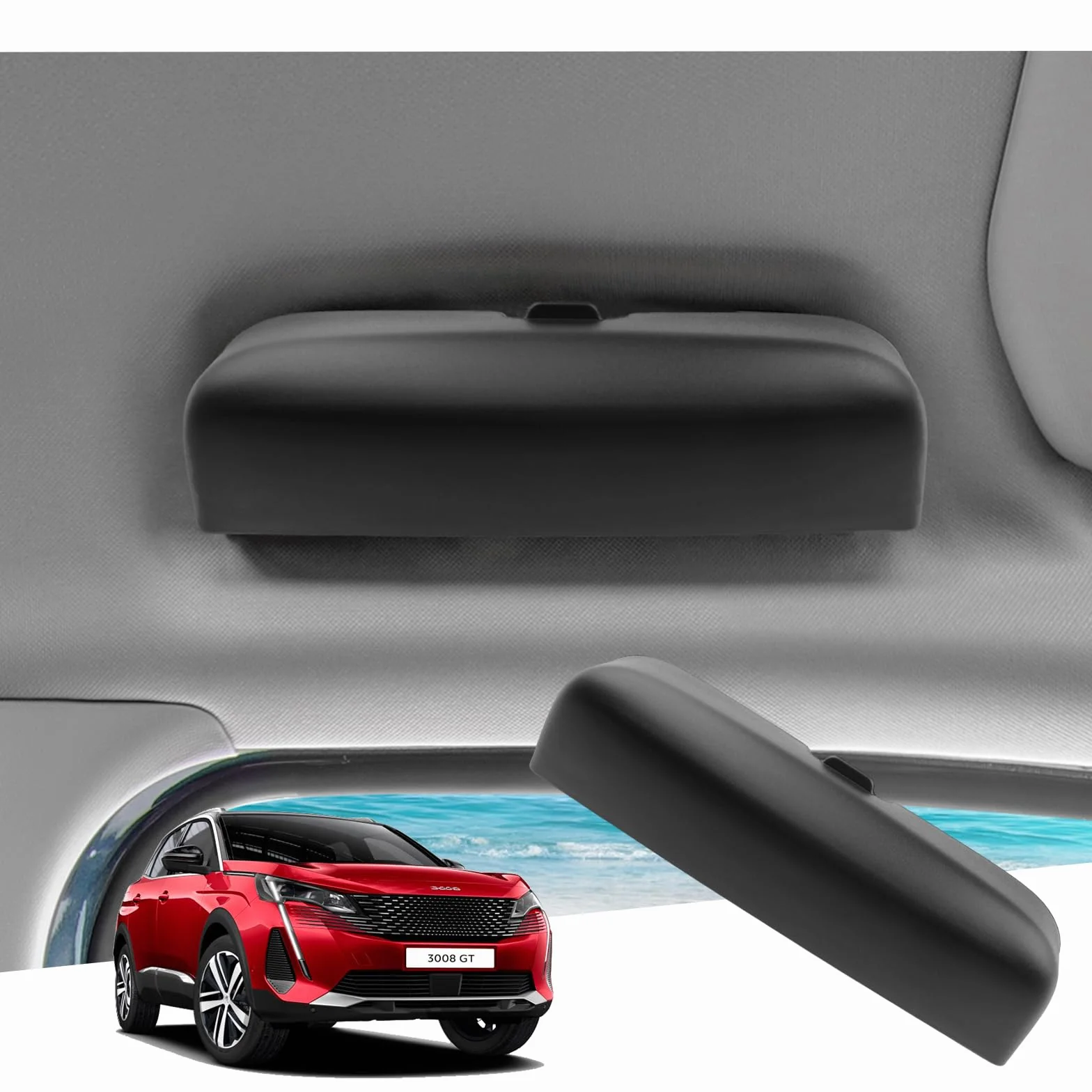 GAFAT Kompatybilny z Peugeot 3008 5008 2016-2023 2024 Etui na Okulary Samochodowe, Organizer do przechowywania, Duży rozmiar, Oryginalny OEM, 3008 Akcesoria [Ulepszone plusy] (Czarny)