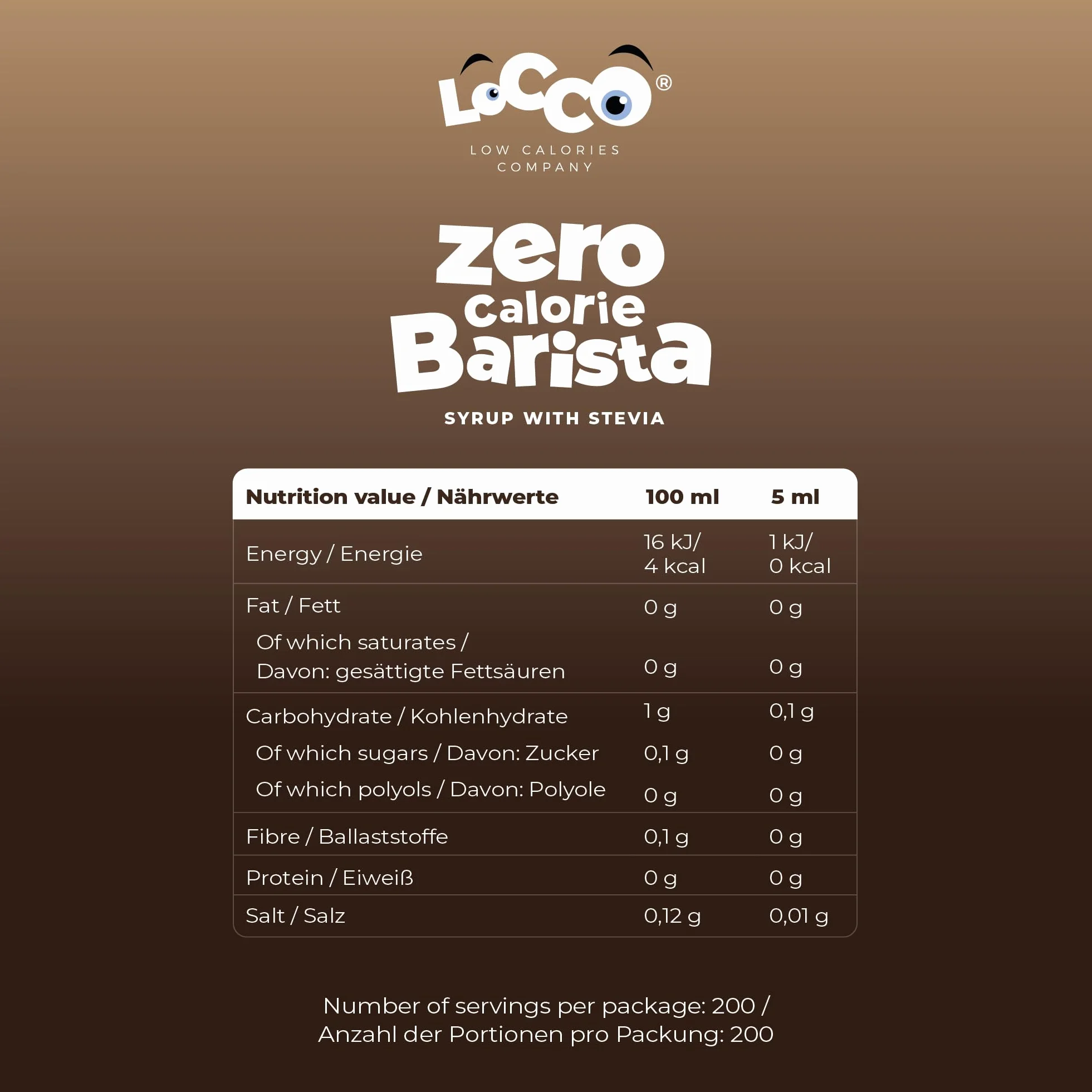 LoCCo Syrop Barista do Kawy ze Stewią Zero Kalorii Bez Cukru Keto 1L Smak Orzecha Laskowego
