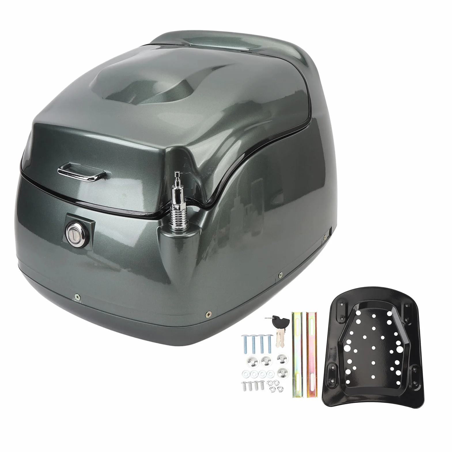 38L Retro Motorcycle Tail Box, Wodoodporne Bagażnik Górny, łatwa Instalacja dla Skuterów Motocyklowych o Silnej Zdolności Adaptacyjnej, Materiału ABS, Blokadzie Kluczy (Ti)