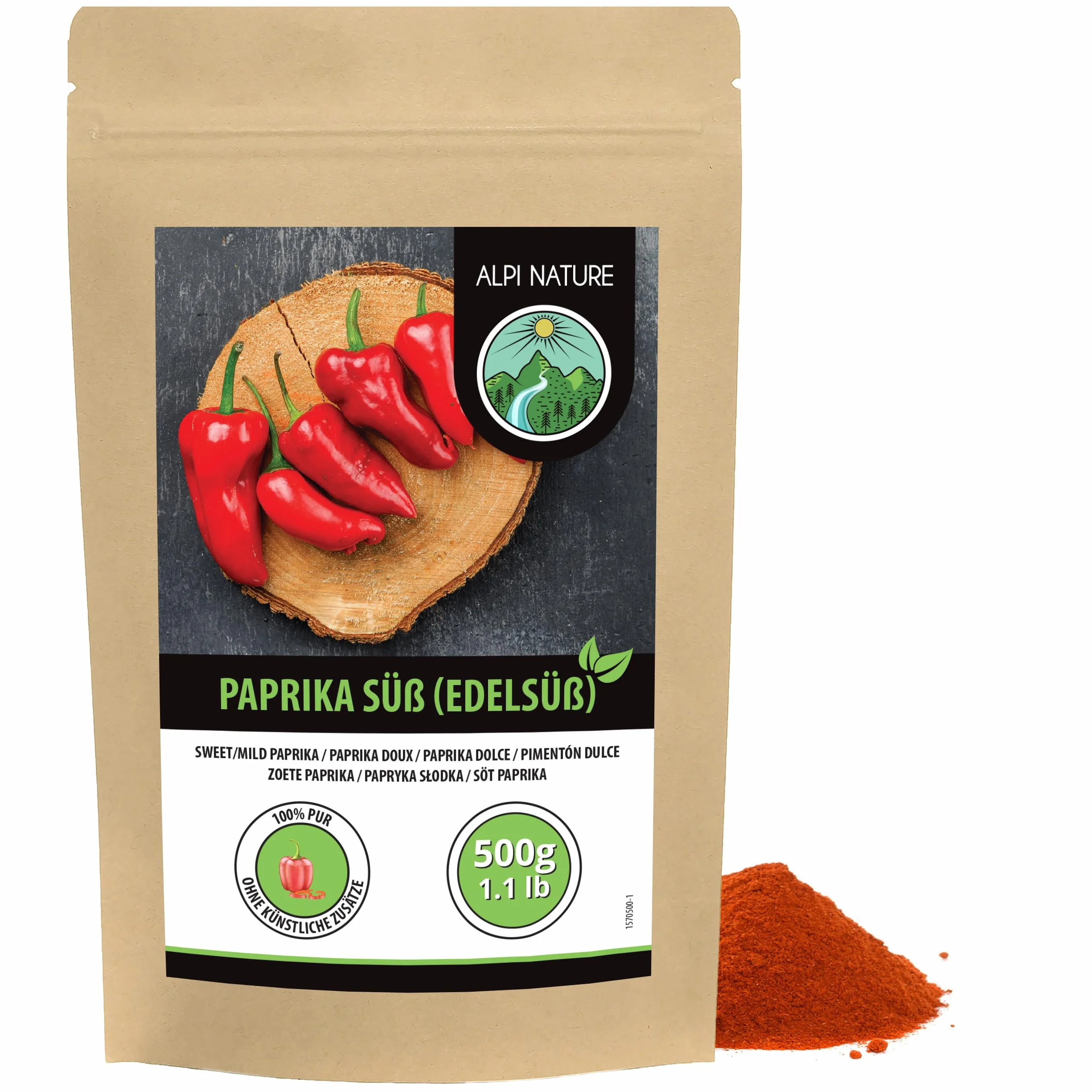 Alpi Nature Słodka Papryka w Proszku 500g, Mielona Czerwona Papryka, Łagodna Przyprawa Paprykowa