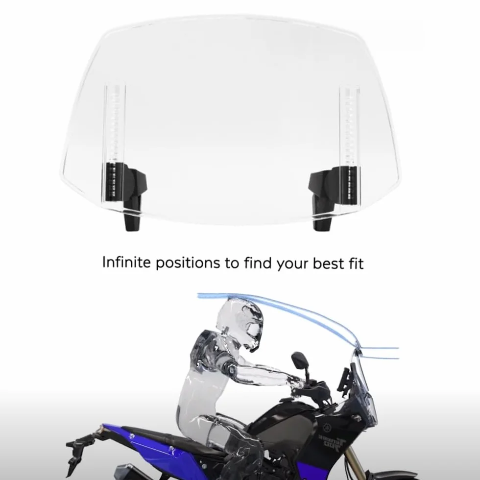 Shkalacar Uniwersalna regulowana szyba przedłużająca do większości motocykli z przednią szybą (przezroczysta)