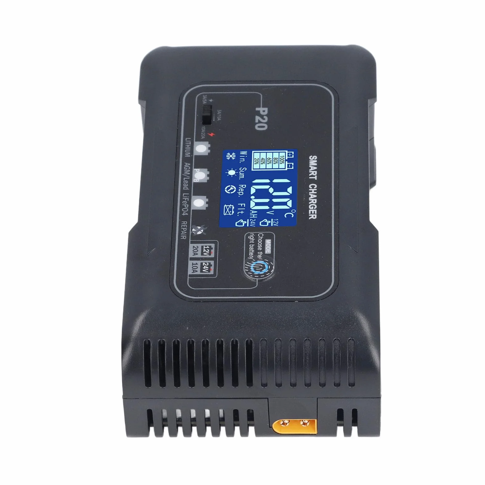 CHICIRIS Ładowarka Akumulatorów 12V 24V, Automatyczna Inteligentna ładowarka z funkcją Naprawy Impulsów i Wyświetlaczem LCD, do Mokrego Akumulatora Litowego AGM GEL EFB MF (wtyczka UE)