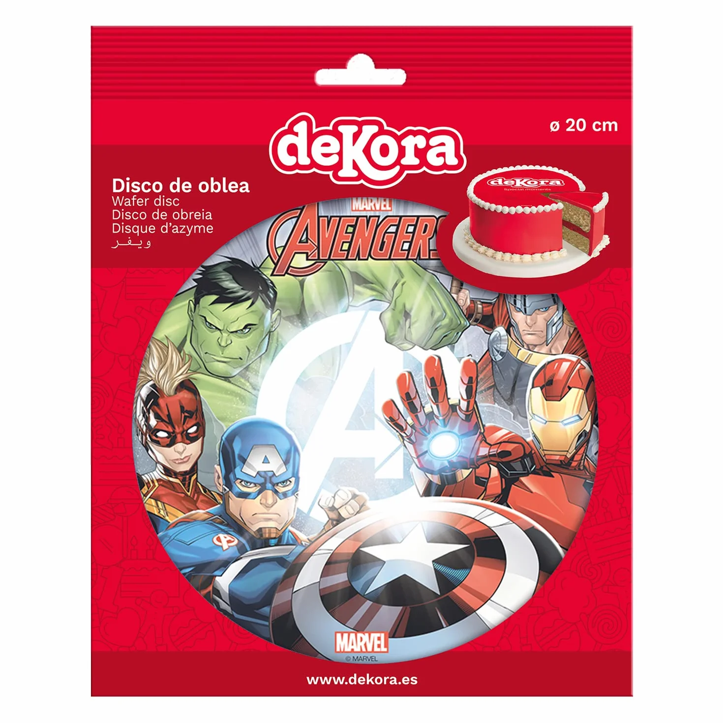 Avengers 20 cm 8-calowa jadalna topper na tort. Licencjonowany produkt Dekora 114401