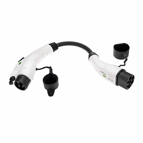 Adapter do pojazdu elektrycznego kabel do ładowania - typ 2 IEC 62196 na typ 1 SAE J1772 EV + adapter ładowarki - 1-fazowy 32 A (7,6 kW) czarny/biały złącze wtykowe