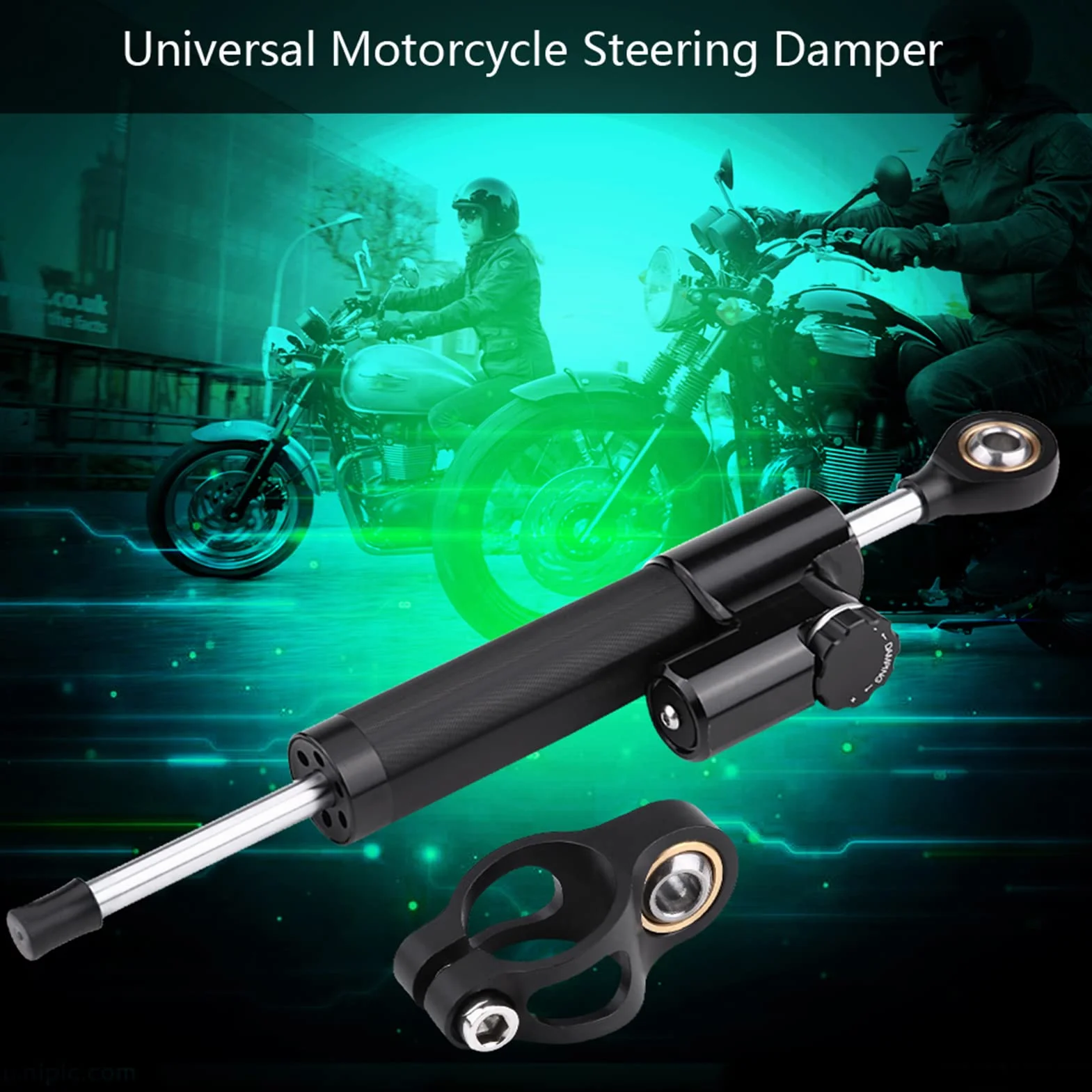 Uniwersalny amortyzator kierownicy motocykla CNC, amortyzator kierownicy motocykla, odwrócony stabilizator liniowy amortyzatora Keenso z uchwytem