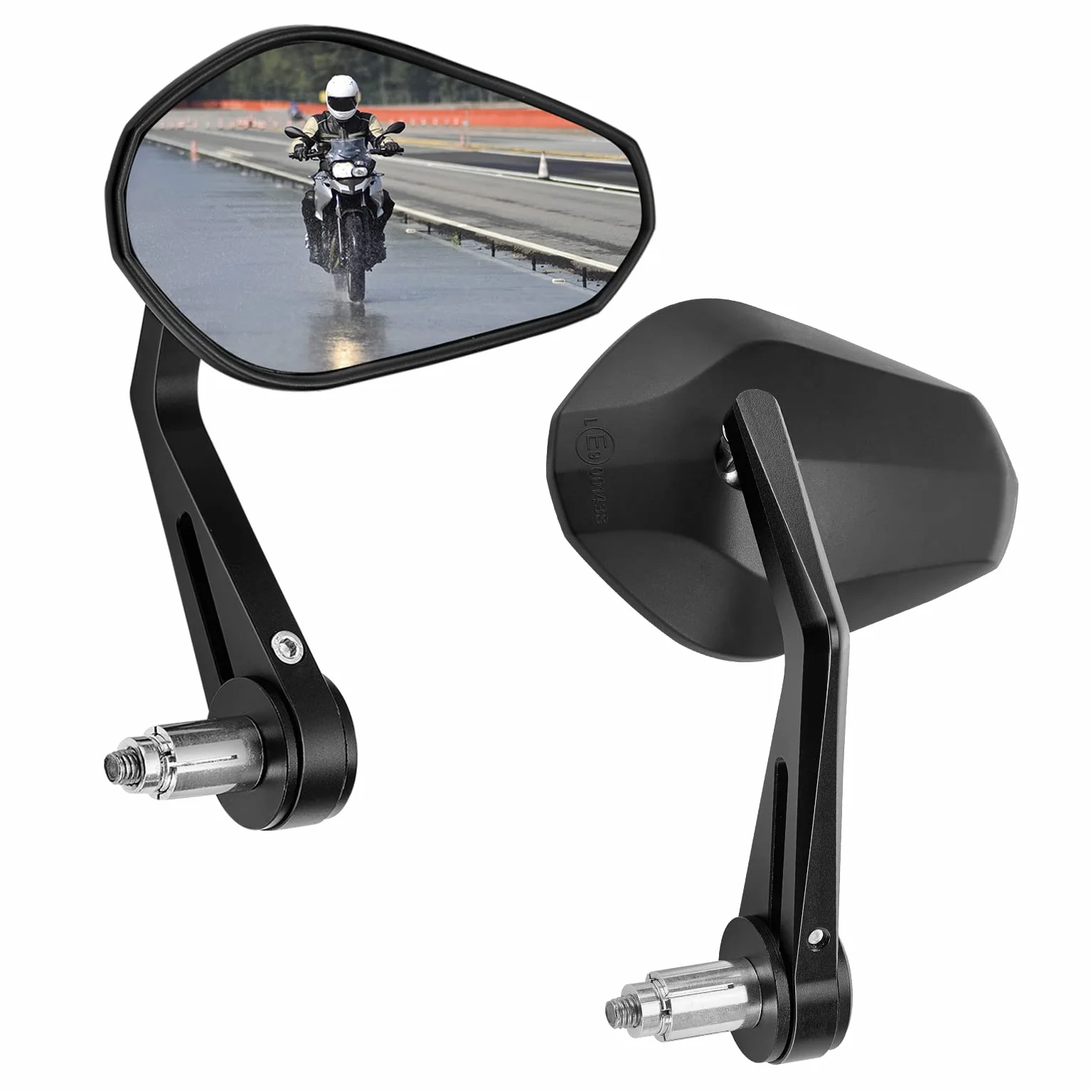 KEMIMOTO Lusterka końcówek kierownicy motocykla, 2 sztuki lusterka motocyklowe lusterka wsteczne z homologacją E, obrotowe lusterka kierownicy 360°, lusterka boczne 7/8" 22mm kompatybilne ze skuterem