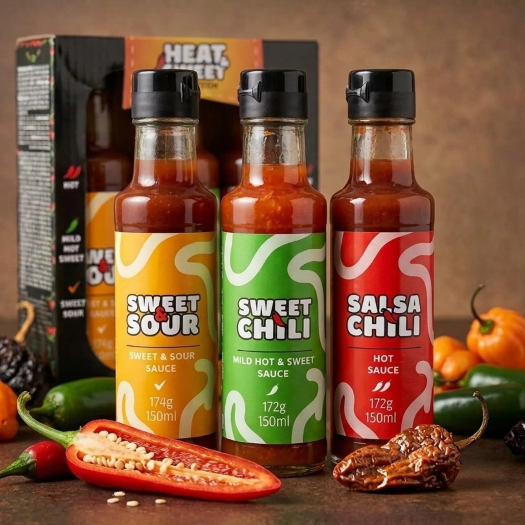 3-częściowy zestaw sosów grillowych, sosy pikantne od łagodnego do bardzo ostrego sosu chili, łagodny sos mango, pikantny sos z czerwonej papryki, ostry sos pieprzowy Chipotle, zestaw upominkowy