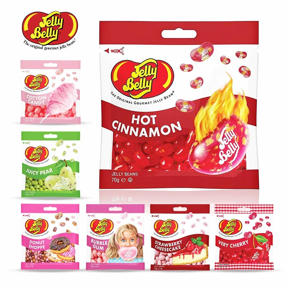 Jelly Belly Jelly Beans - bezglutenowe słodycze, bez nabiału i tłuszczu - smak gorącego cynamonu, prezenty żywnościowe dla dzieci, 70 g (12 sztuk)