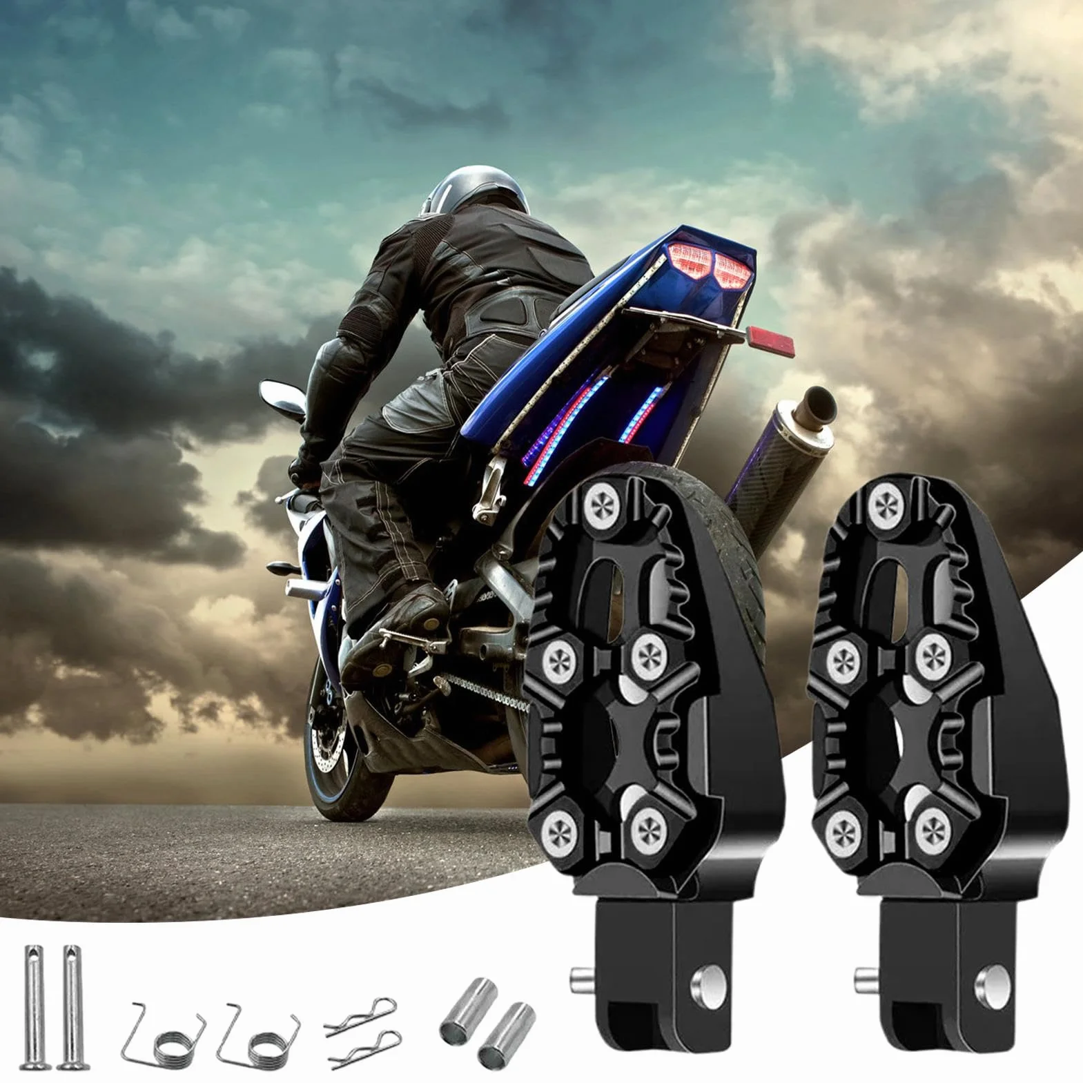 Podnó?ki do motocykli, podnó?ków motocyklowych, antypo?lizgowe tylne peda?y, cz? ?ci do sportów motorowych ze stopu aluminium, nak?adka peda?y do d?ugich podró?y motocyklowych