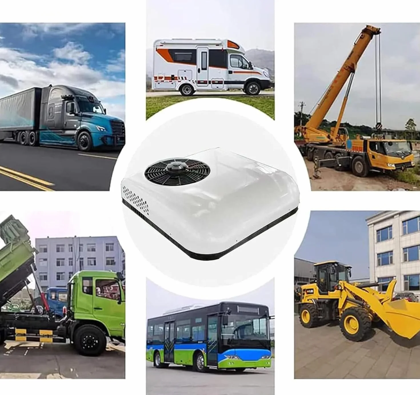 12V/24V Dc Dachowy Klimatyzator, Ciężarówka RV Dachowy Klimatyzator, Szybkie Chłodzenie I Ogrzewanie, Niski Poziom Hałasu Oszczędność Energii Dla Samochodów/Ciężarówek,White-24V