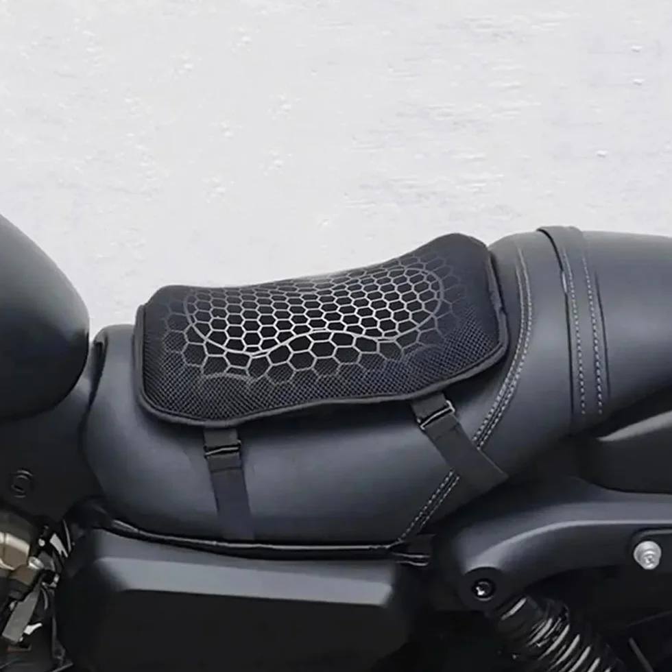 NEWFUN Poduszka na siodełko motocyklowe, uniwersalna żelowa poduszka na siodełko motocyklowe, dostępna dla 3D wysoce rozciągliwe siodełko motocyklowe o strukturze plastra miodu
