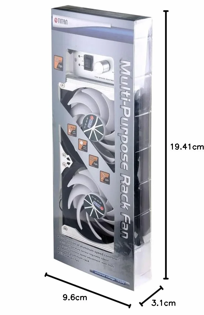 TITAN - Wielofunkcyjny wentylator wentylacyjny 12 V/ 24 V DC 90 mm montowany w stojaku podwójny lodówka z regulatorem prędkości do kampera, przyczepy kempingowej - TTC-SC09TZ (A)