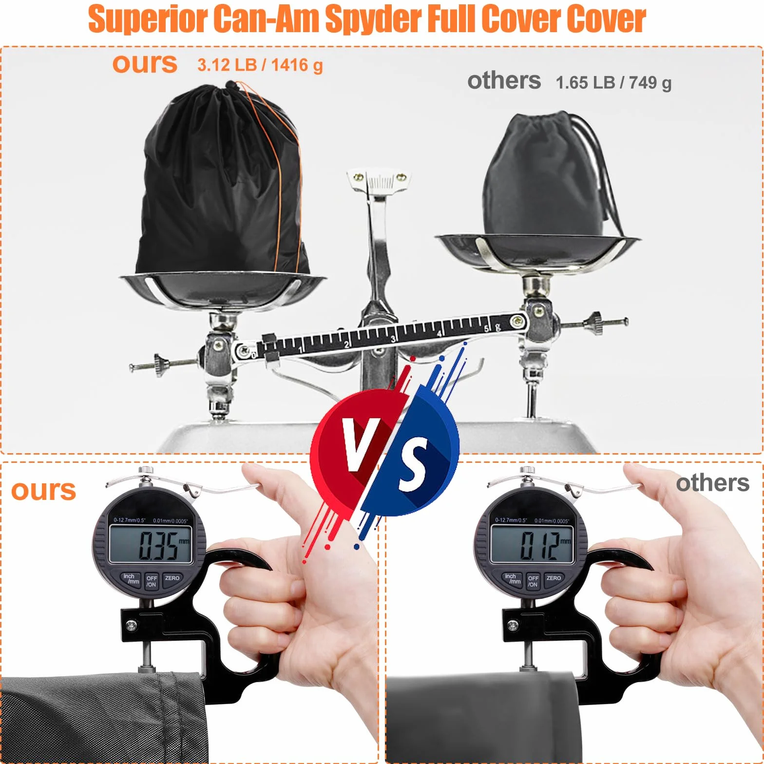 Can-Am Spyder Wodoodporna plandeka 420D Full Cover z paskami odblaskowymi do RT/F3 S/Limited, trzykołowy pokrowiec na motocykl
