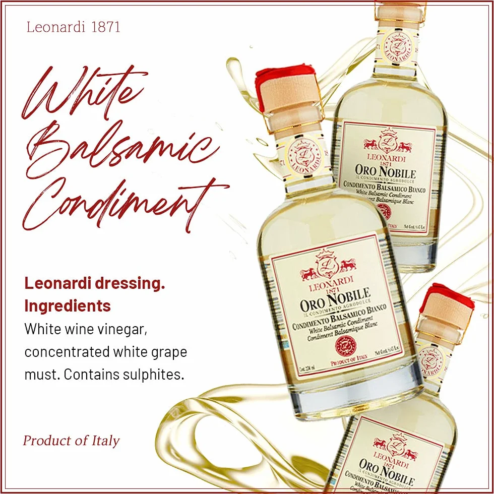 Leonardi Condimento Bianco Balsamico 250 ml Ocet Dojrzewający w Beczce z Drewna Dębowego 4 Lata