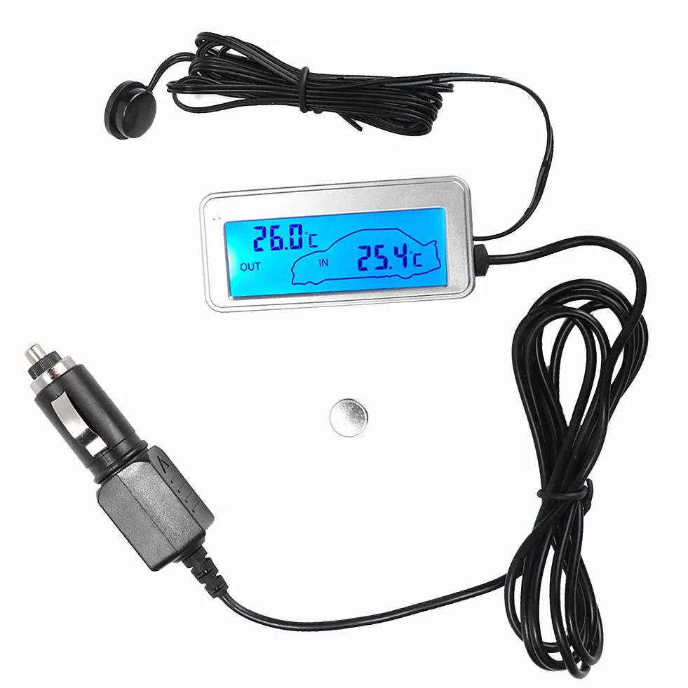 Termometr Samochodowy, Samochodowy Cyfrowy Wyświetlacz LCD 12 V Kryty Termometr Zewnętrzny czułość Miernik Temperatury