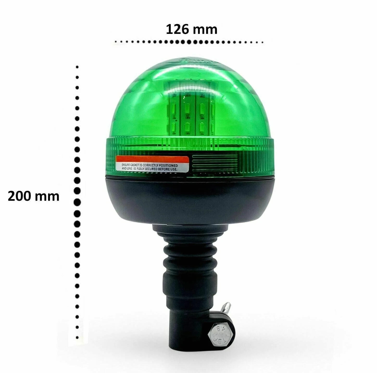 Lampa błyskowa LED zielona 12 V - 24 V DIN R65 IP56 do ciężarówek