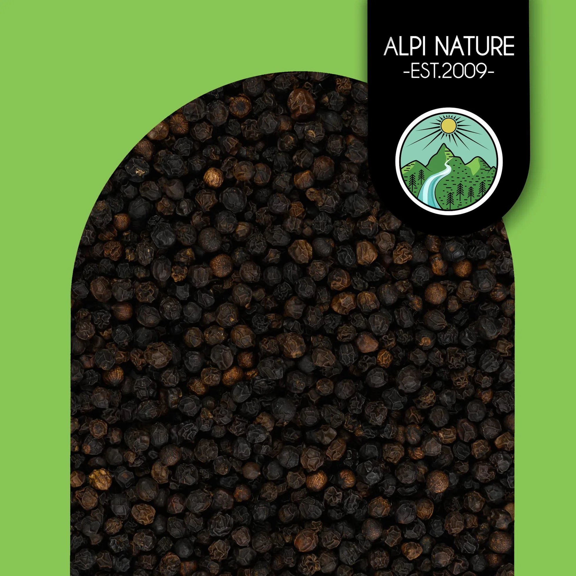 Alpi Nature Pieprz Malabarski 250g, Premium Czarne Ziarna Pieprzu, Pieprz Tygrysi Malabar